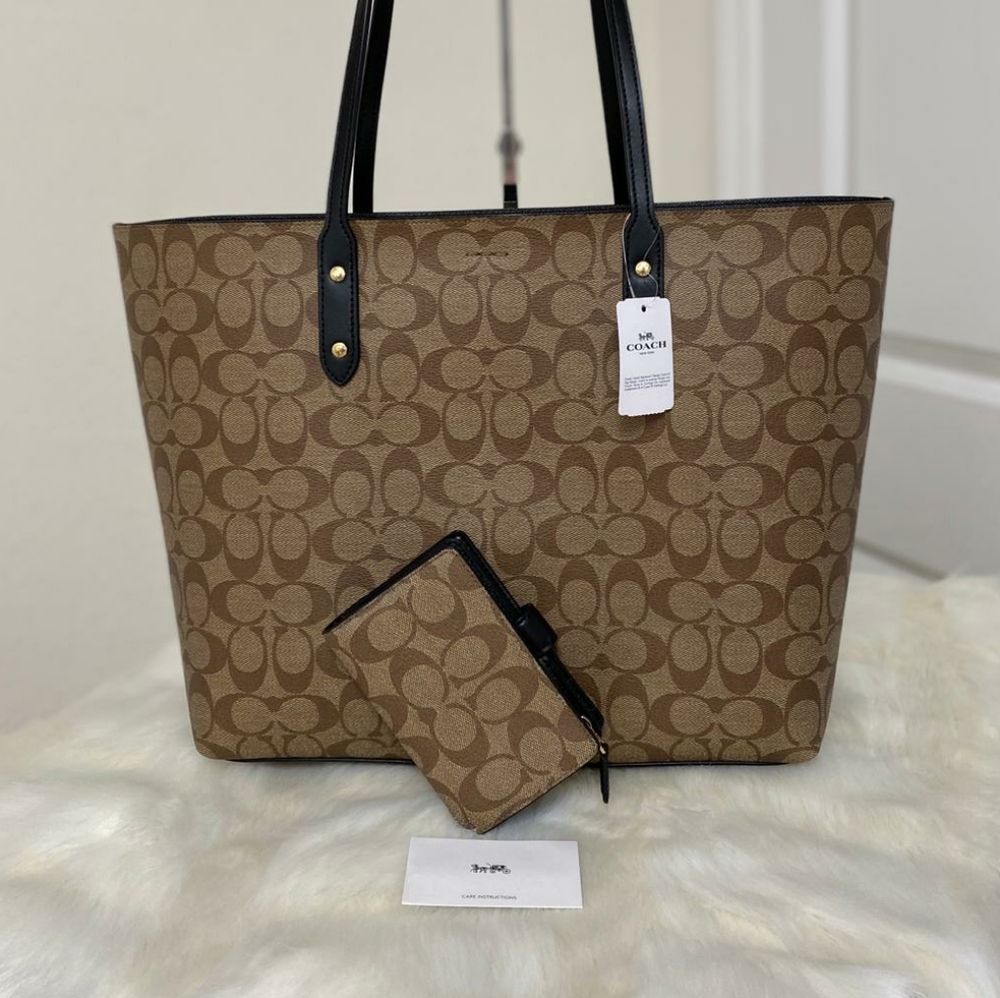 ⚜COACH TOWN TOTE IN SIGNATURE CANVAS AND WALLET - Picture 3 of 10